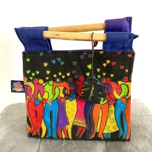 Vintage Authentic Laurel Burch People Hearts Tote